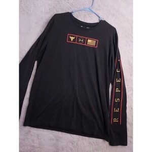 Under Armour Shirt Mens Large Project Rock Respect Spellout Heavy Fade Graphic L